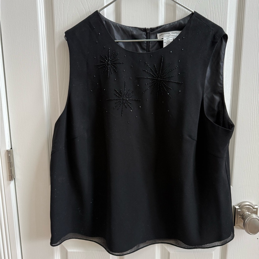 Adrianna Papell Black Embellished Blouse